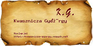 Kvasznicza György névjegykártya